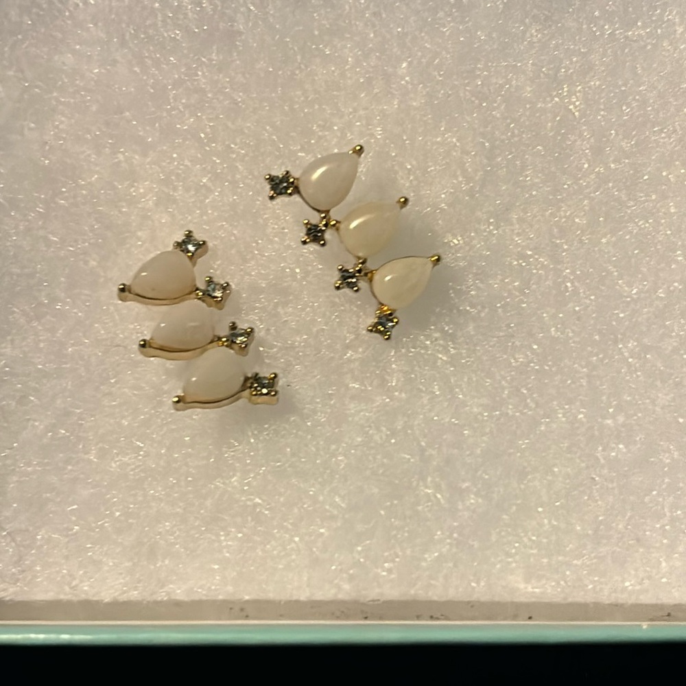 Opal & CZ ear hugger earrings
